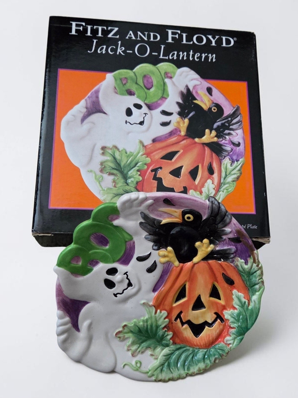Fitz and Floyd  Jack-O-Lantern Collection Canape or Hanging Decorative Plate NIB